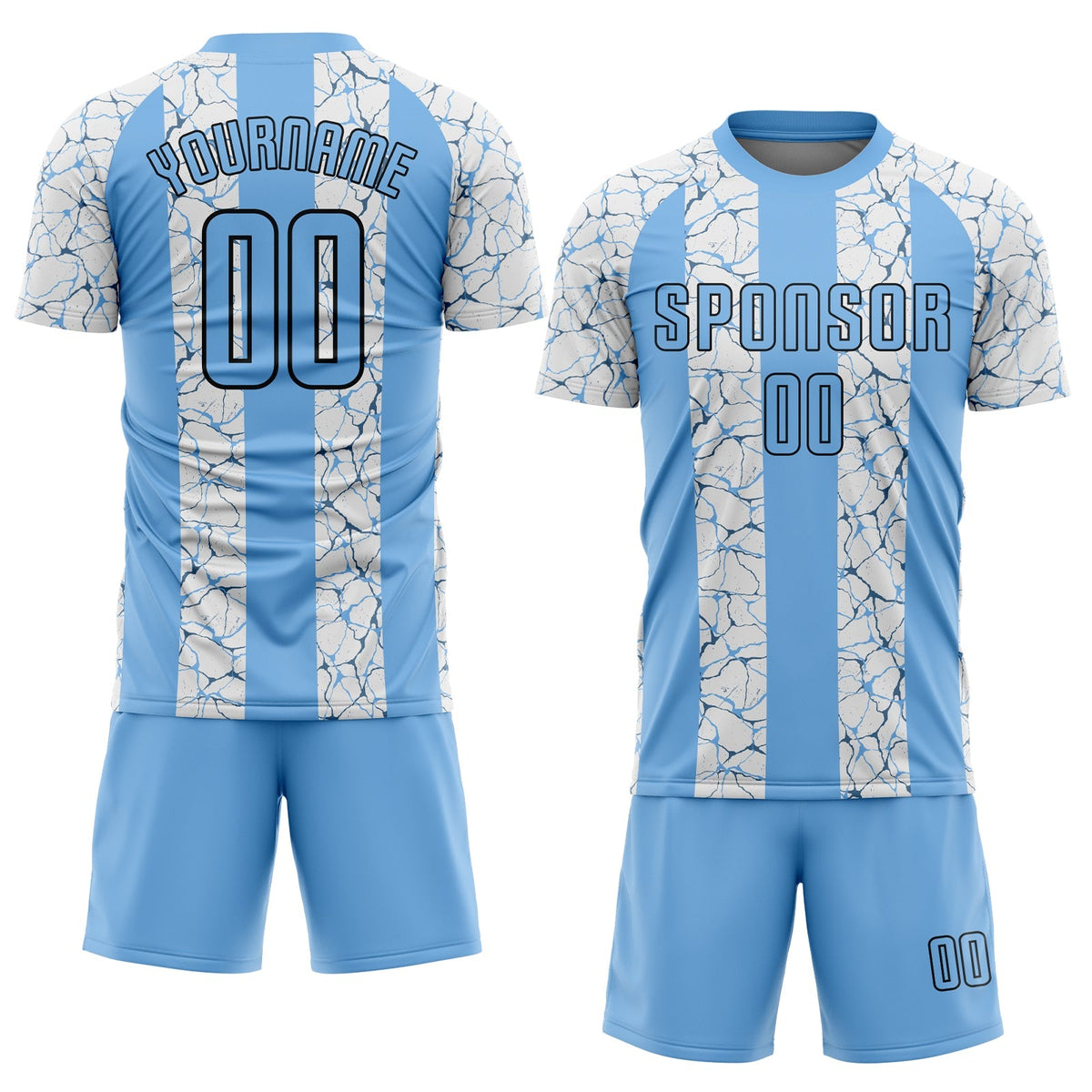 Custom Soccer Jersey - Light Blue Black-White Sublimation Uniform