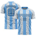 Custom Soccer Jersey - Light Blue Black-White Sublimation Uniform