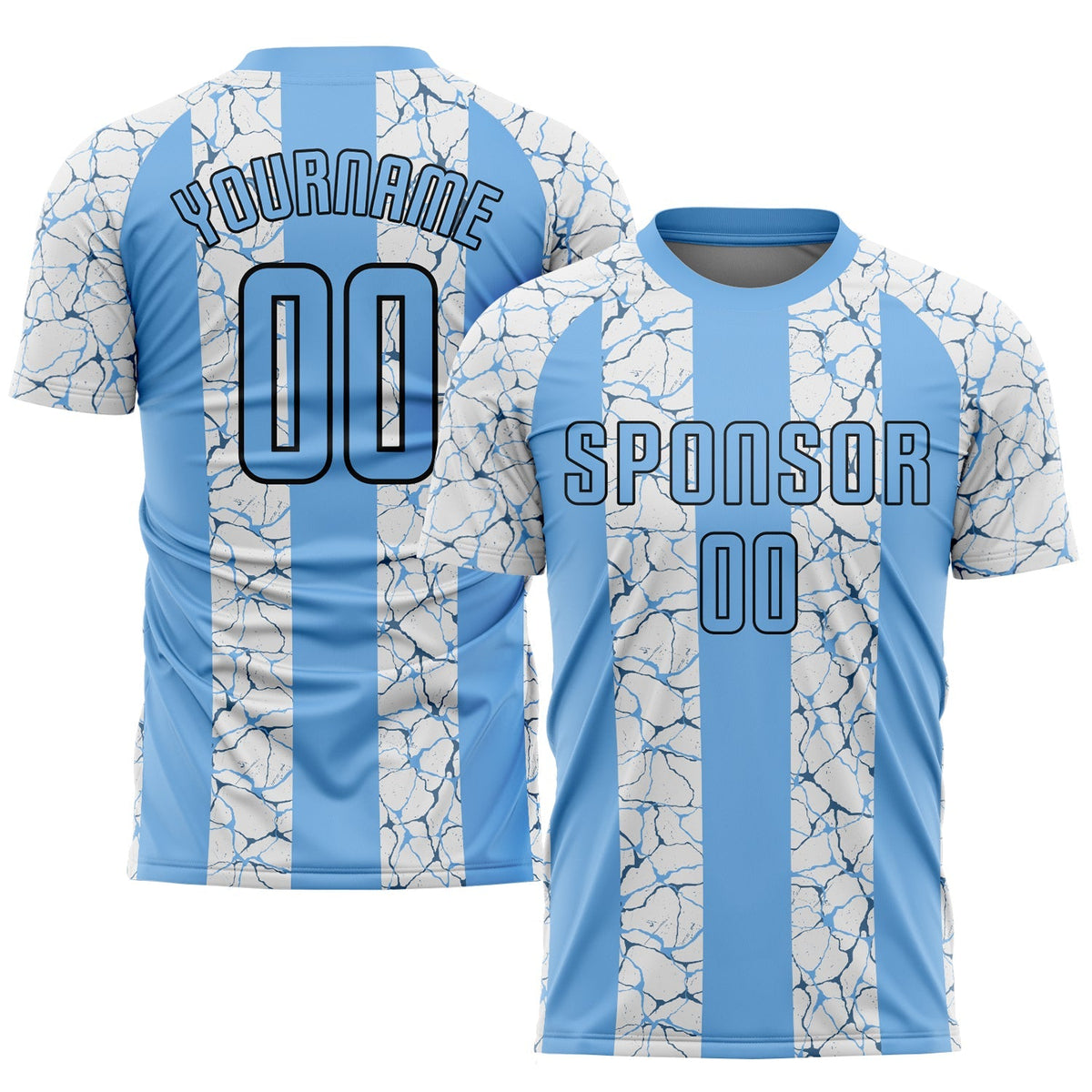 Custom Soccer Jersey - Light Blue Black-White Sublimation Uniform