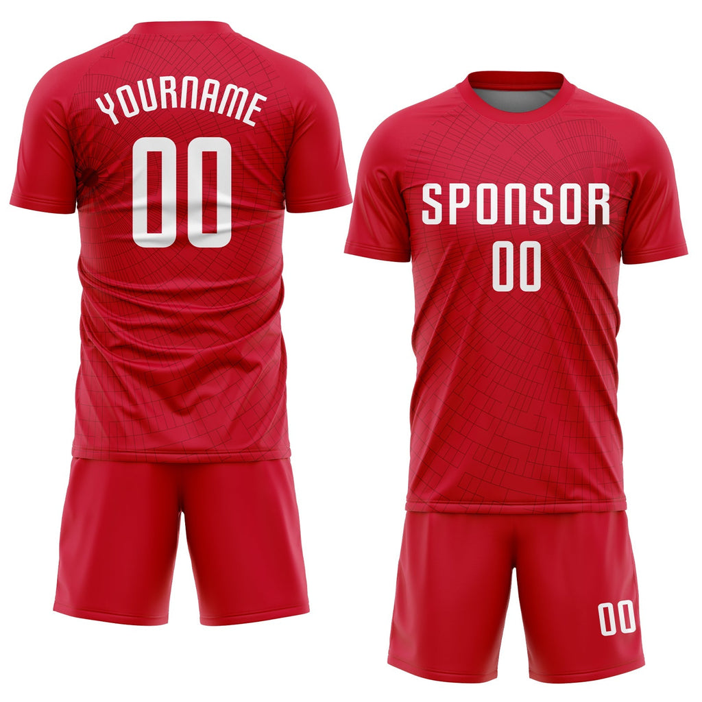 Custom Soccer Jersey - Red White Sublimation Uniform - Style Soccer0512