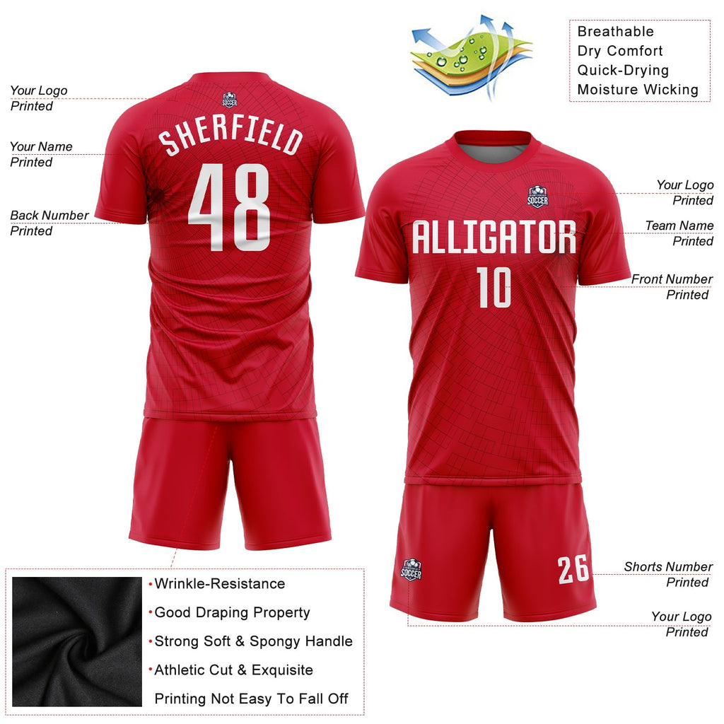 Custom Soccer Jersey - Red White Sublimation Uniform - Style Soccer0512