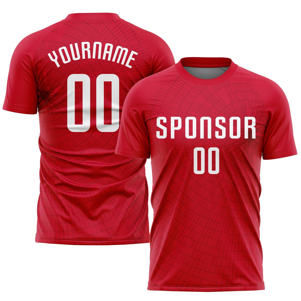 Custom Soccer Jersey - Red White Sublimation Uniform - Style Soccer0512
