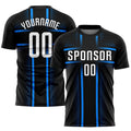 Custom Soccer Jersey - Black White-Light Blue Sublimation Uniform - Style Soccer0522