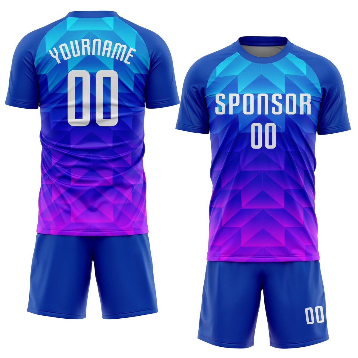 Custom Soccer Jersey - Royal White Light Blue-Hot Pink Sublimation Uniform