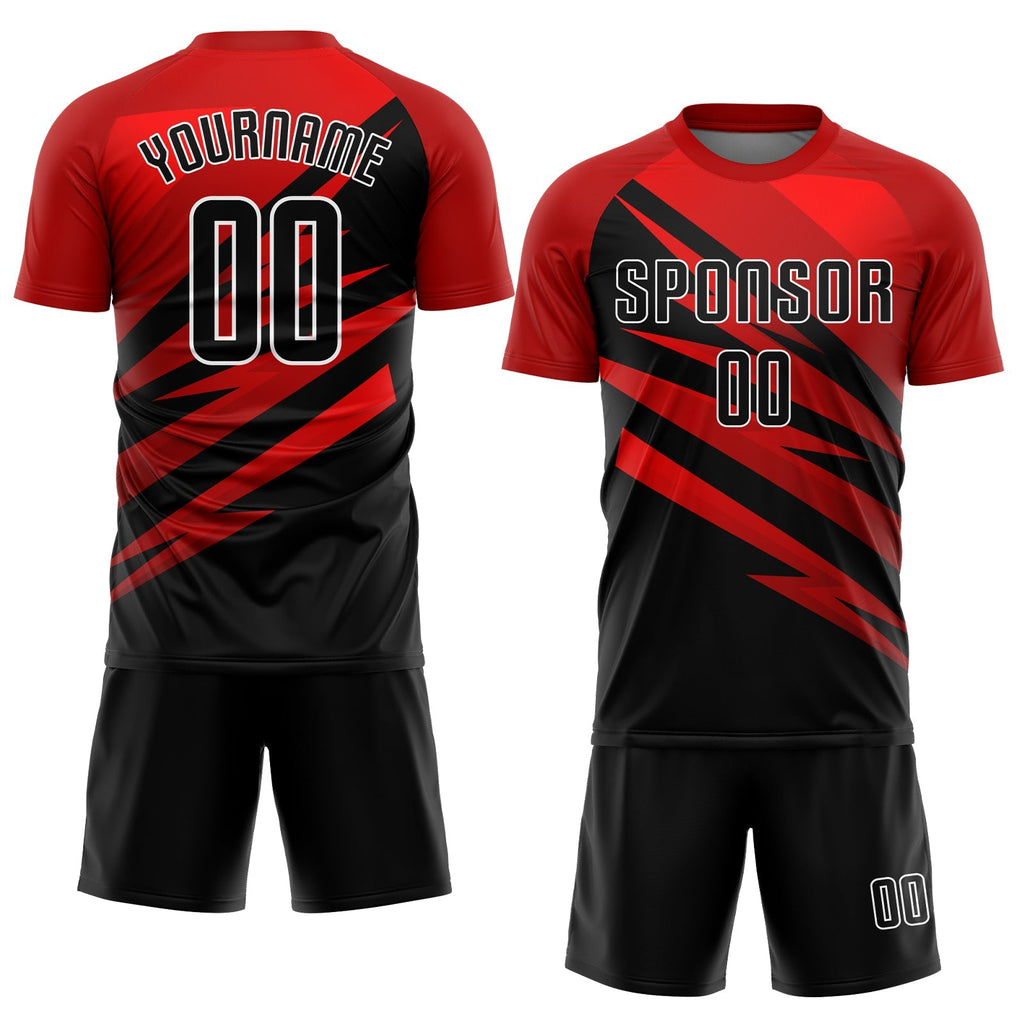 Custom Soccer Jersey - Red Black-White Sublimation Uniform - Style Soccer0552