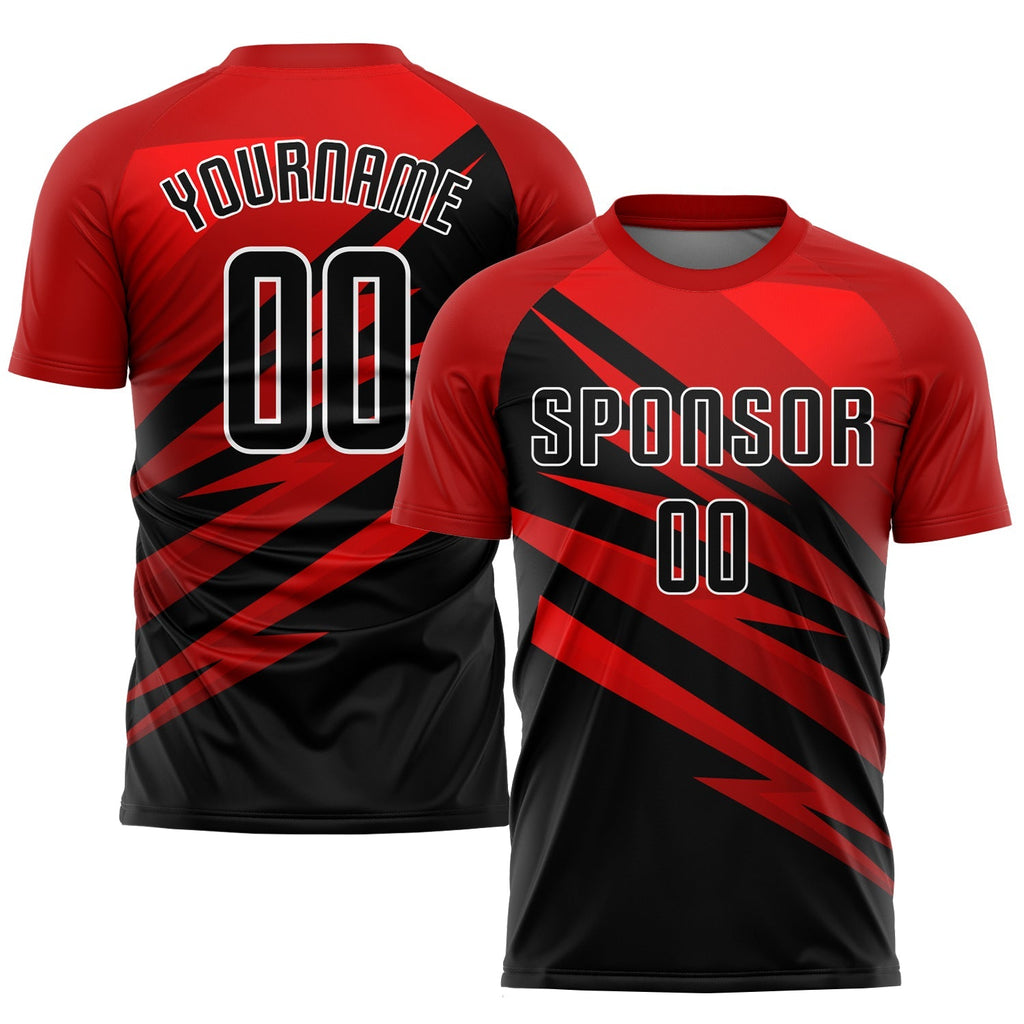 Custom Soccer Jersey - Red Black-White Sublimation Uniform - Style Soccer0552