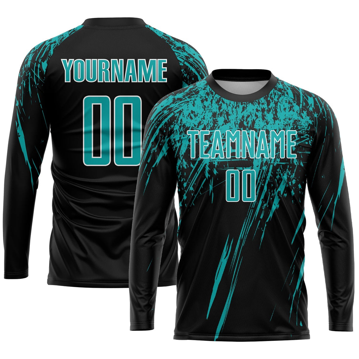 Custom Soccer Jersey - Black Aqua-White Sublimation Uniform