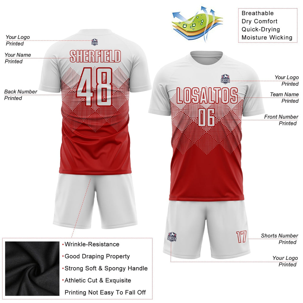 Custom Soccer Jersey - Red White Sublimation Uniform - Style Soccer0584