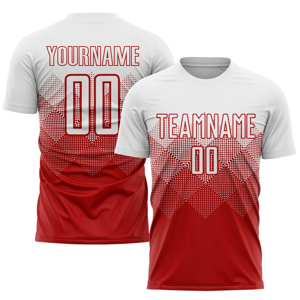 Custom Soccer Jersey - Red White Sublimation Uniform - Style Soccer0584