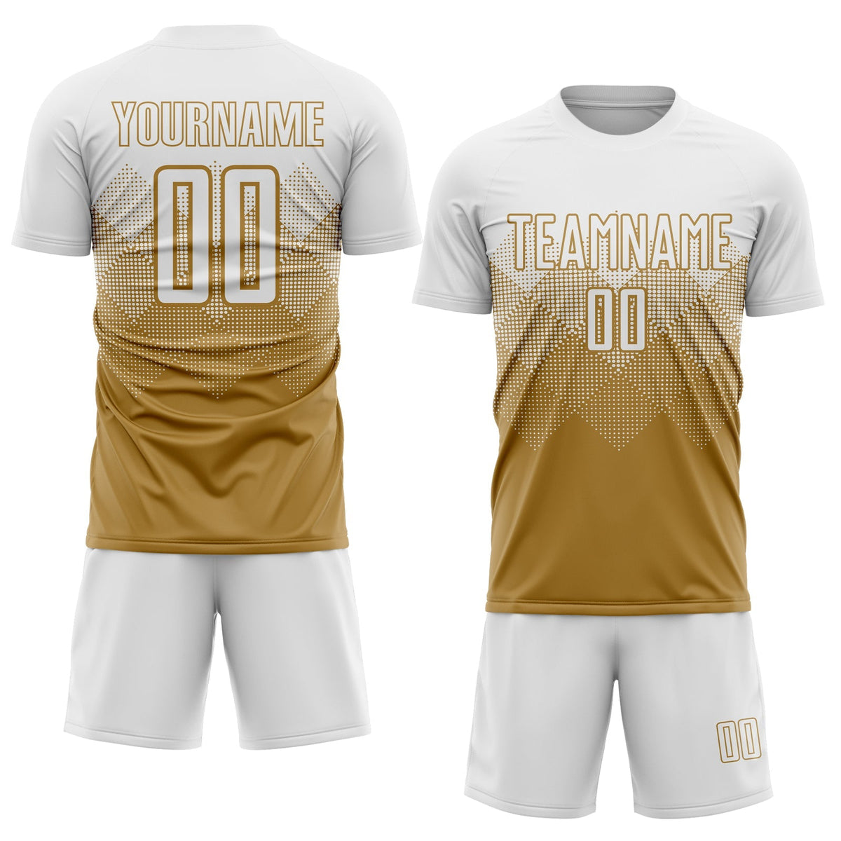 Custom Soccer Jersey - Old Gold White Sublimation Uniform - Style Soccer0588