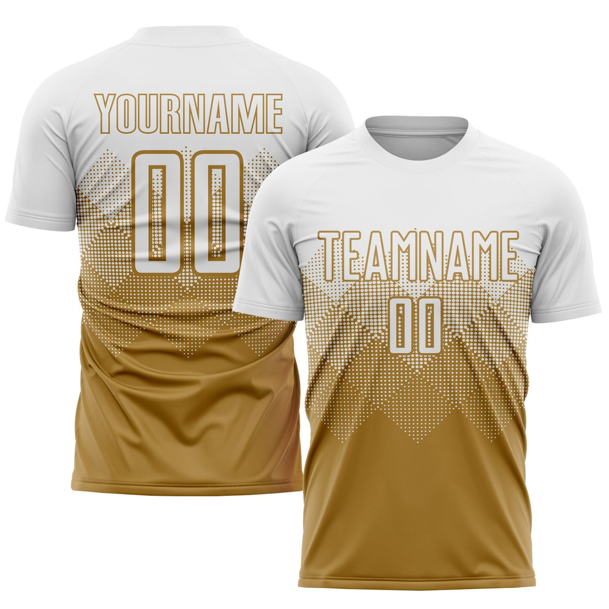 Custom Soccer Jersey - Old Gold White Sublimation Uniform - Style Soccer0588