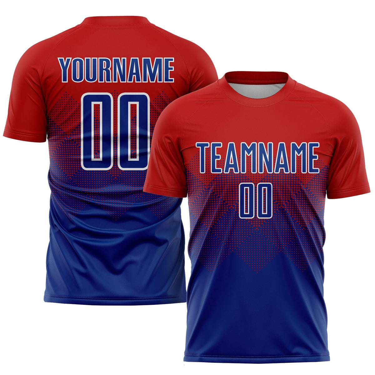 Custom Soccer Jersey - Red Royal-White Sublimation Uniform - Style Soccer0605