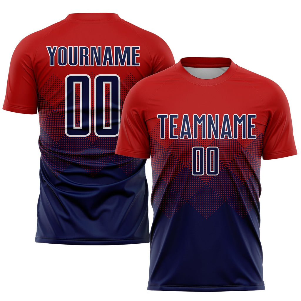 Custom Soccer Jersey - Red Navy-White Sublimation Uniform