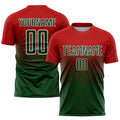 Custom Soccer Jersey - Red Green-White Sublimation Uniform