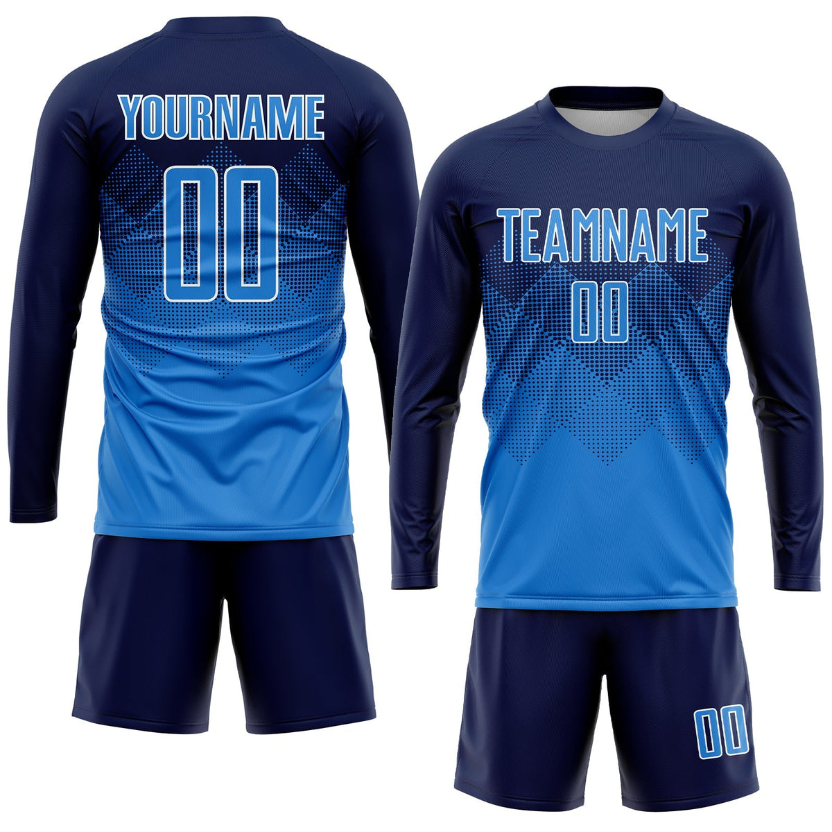 Custom Soccer Jersey - Navy Powder Blue-White Sublimation Uniform