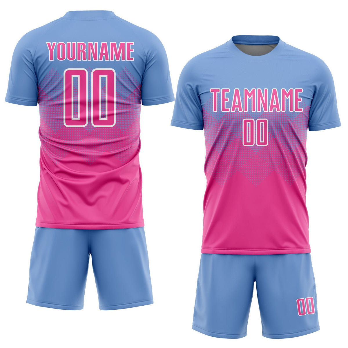Custom Soccer Jersey - Light Blue Pink-White Sublimation Uniform - Style Soccer0676