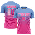 Custom Soccer Jersey - Light Blue Pink-White Sublimation Uniform - Style Soccer0676
