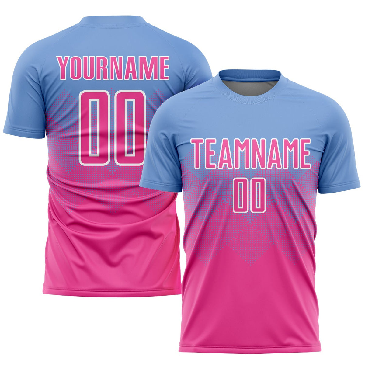 Custom Soccer Jersey - Light Blue Pink-White Sublimation Uniform - Style Soccer0676