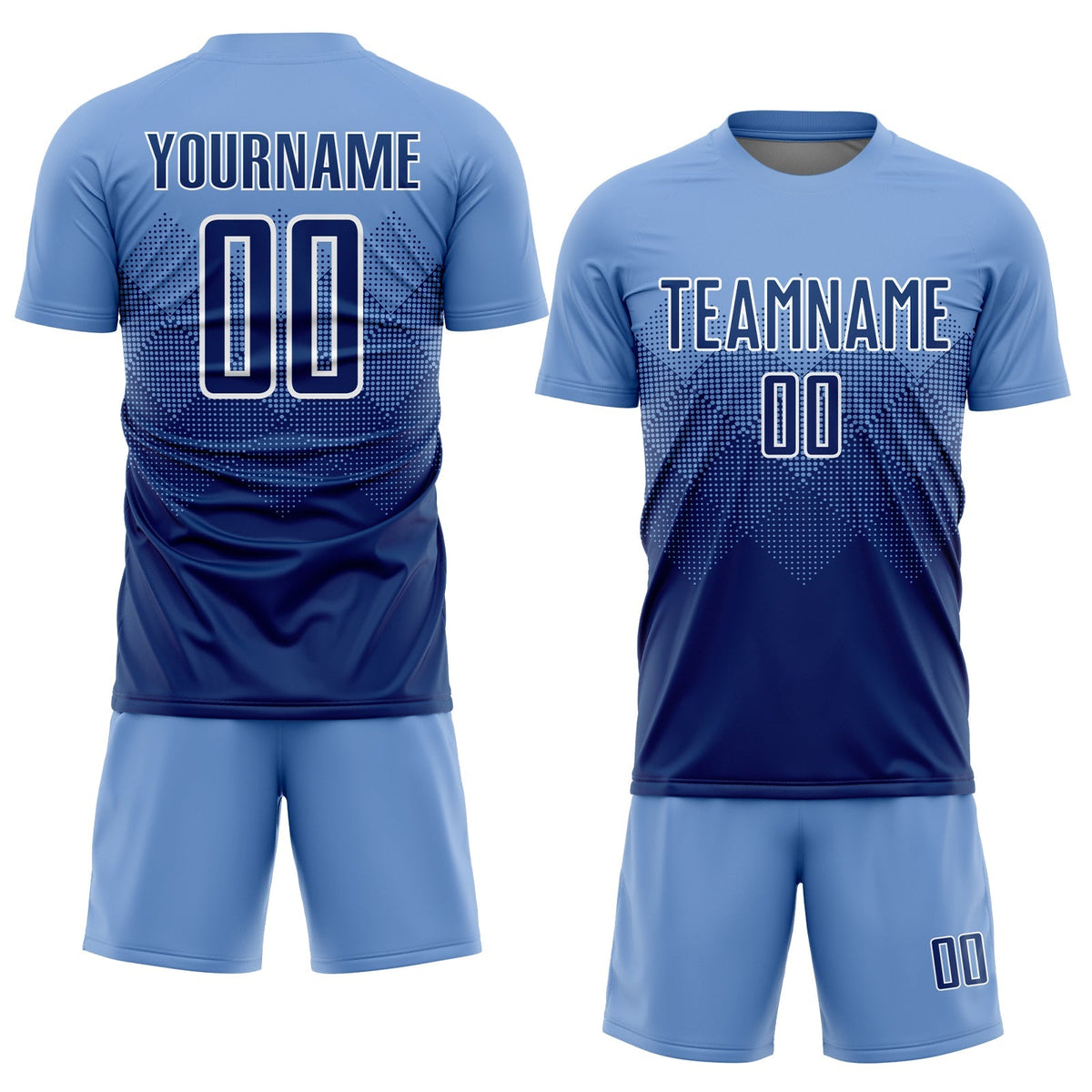 Custom Soccer Jersey - Light Blue Navy-White Sublimation Uniform