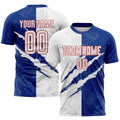 Custom Soccer Jersey - Graffiti Pattern White Royal-Red Scratch Sublimation Uniform