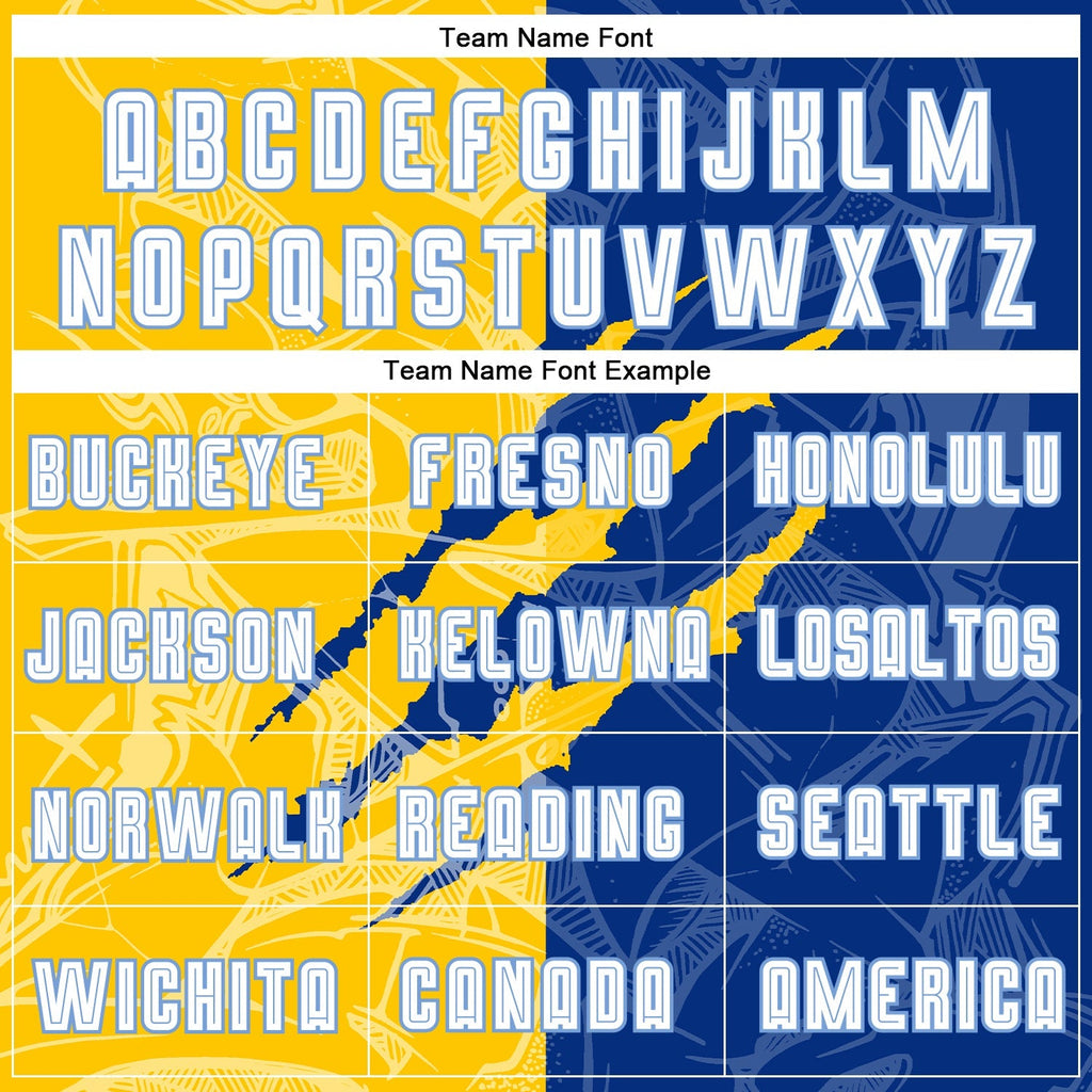 Custom Soccer Jersey - Graffiti Pattern White Royal Yellow-Light Blue Scratch Sublimation Uniform