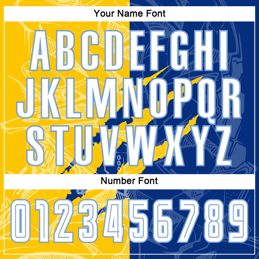 Custom Soccer Jersey - Graffiti Pattern White Royal Yellow-Light Blue Scratch Sublimation Uniform