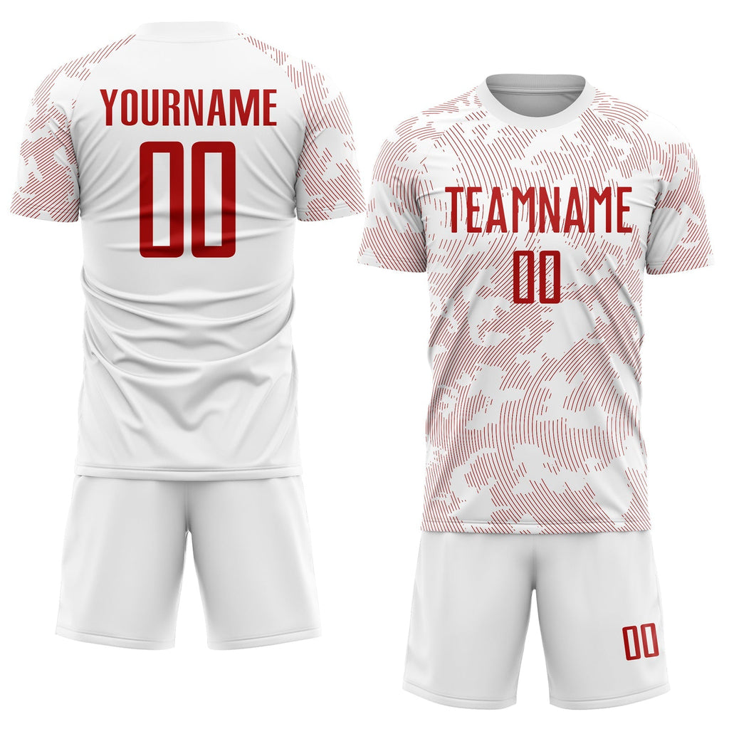 Custom Soccer Jersey - White Red Sublimation Uniform - Style Soccer0780