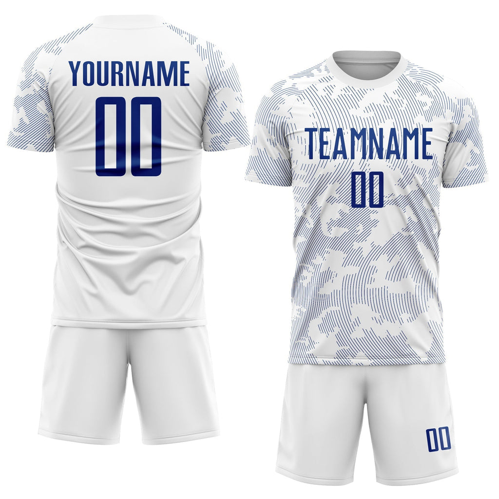 Custom Soccer Jersey - White Royal Sublimation Uniform - Style Soccer0782