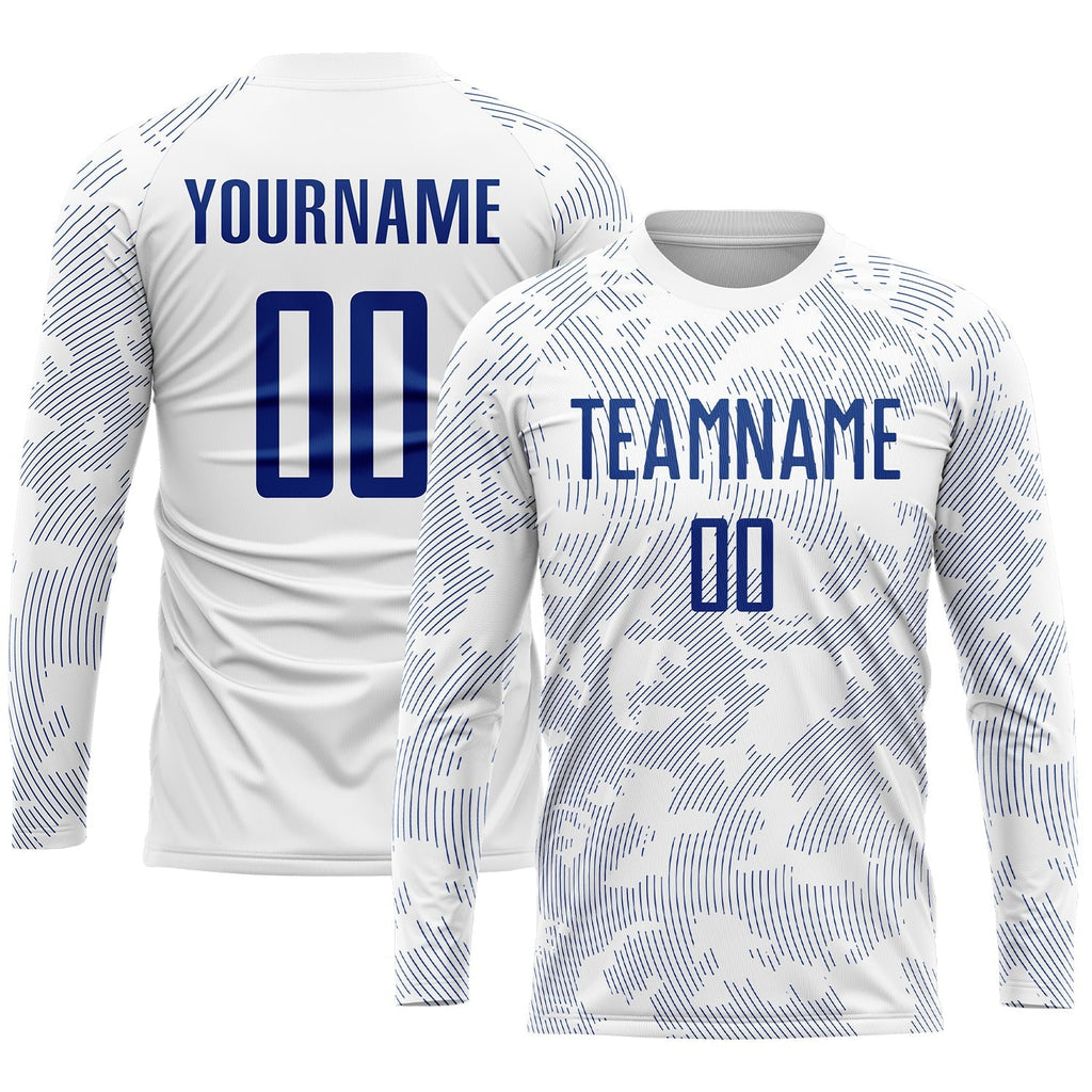 Custom Soccer Jersey - White Royal Sublimation Uniform - Style Soccer0782