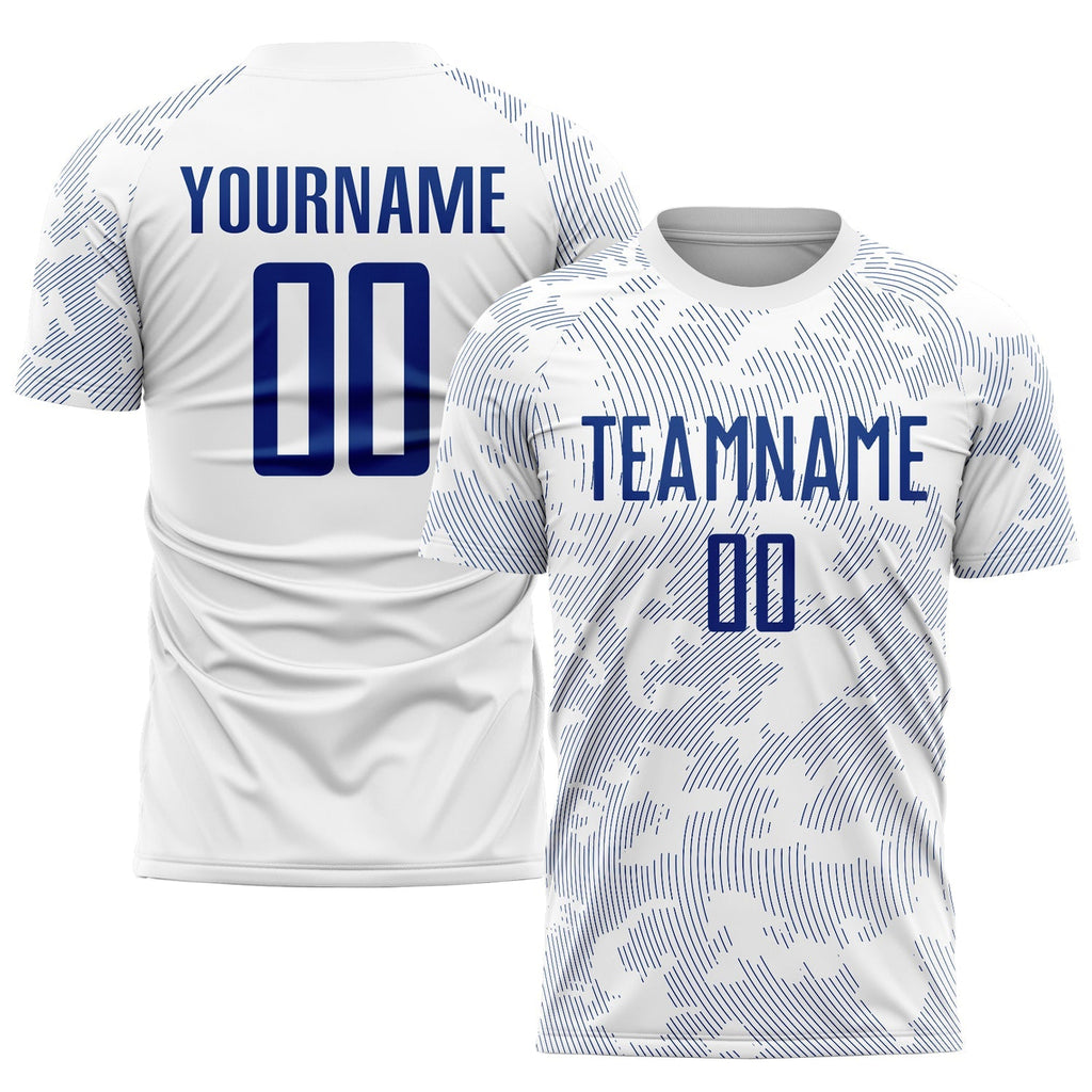 Custom Soccer Jersey - White Royal Sublimation Uniform - Style Soccer0782