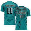 Custom Soccer Jersey - Teal Black-White Sublimation Uniform