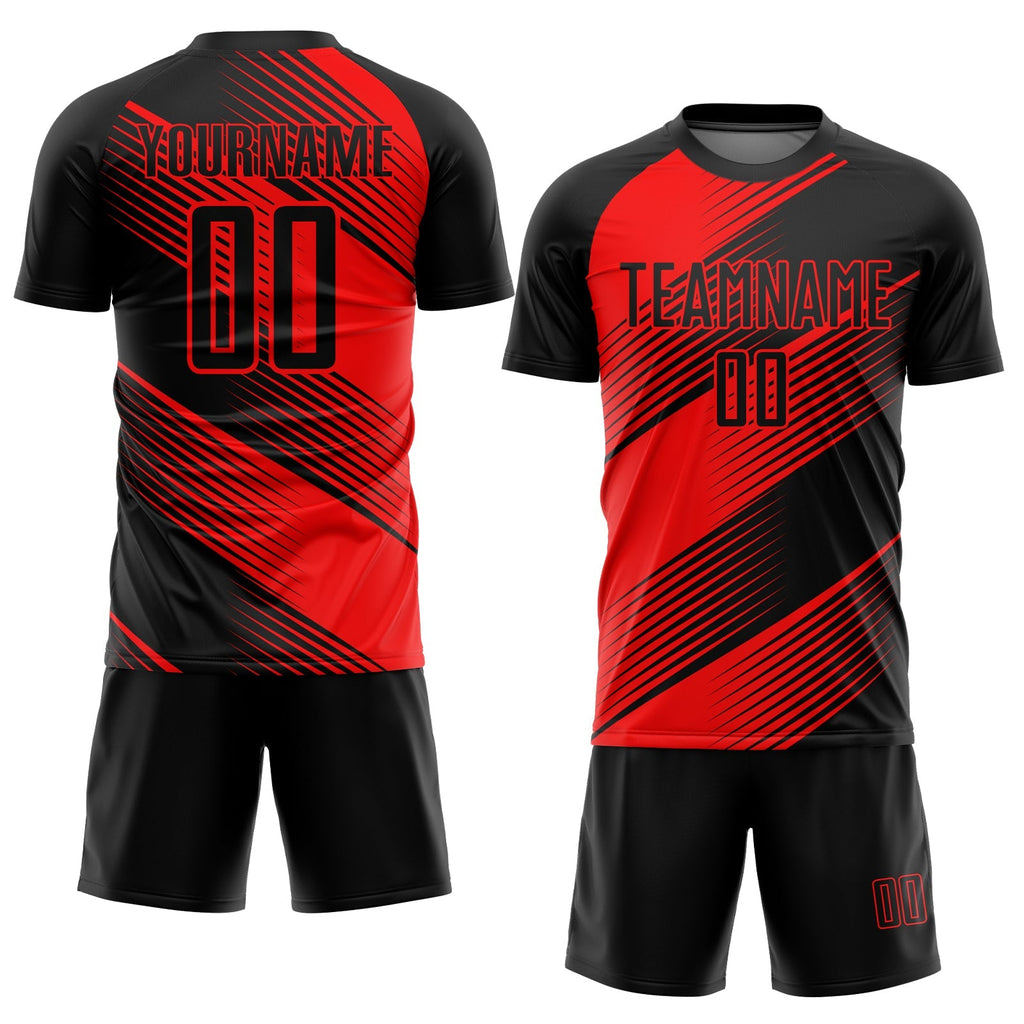 Custom Soccer Jersey - Red Black Sublimation Uniform - Style Soccer0871