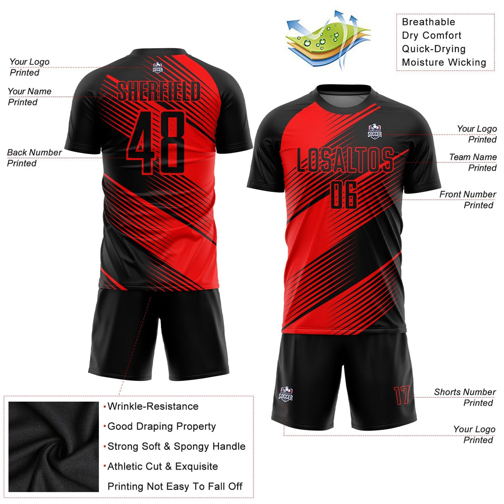 Custom Soccer Jersey - Red Black Sublimation Uniform - Style Soccer0871