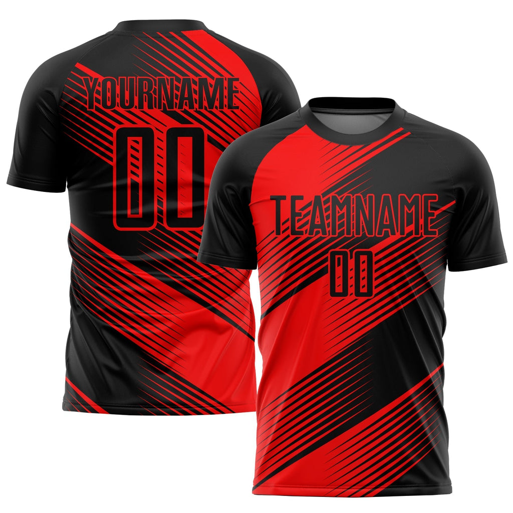 Custom Soccer Jersey - Red Black Sublimation Uniform - Style Soccer0871