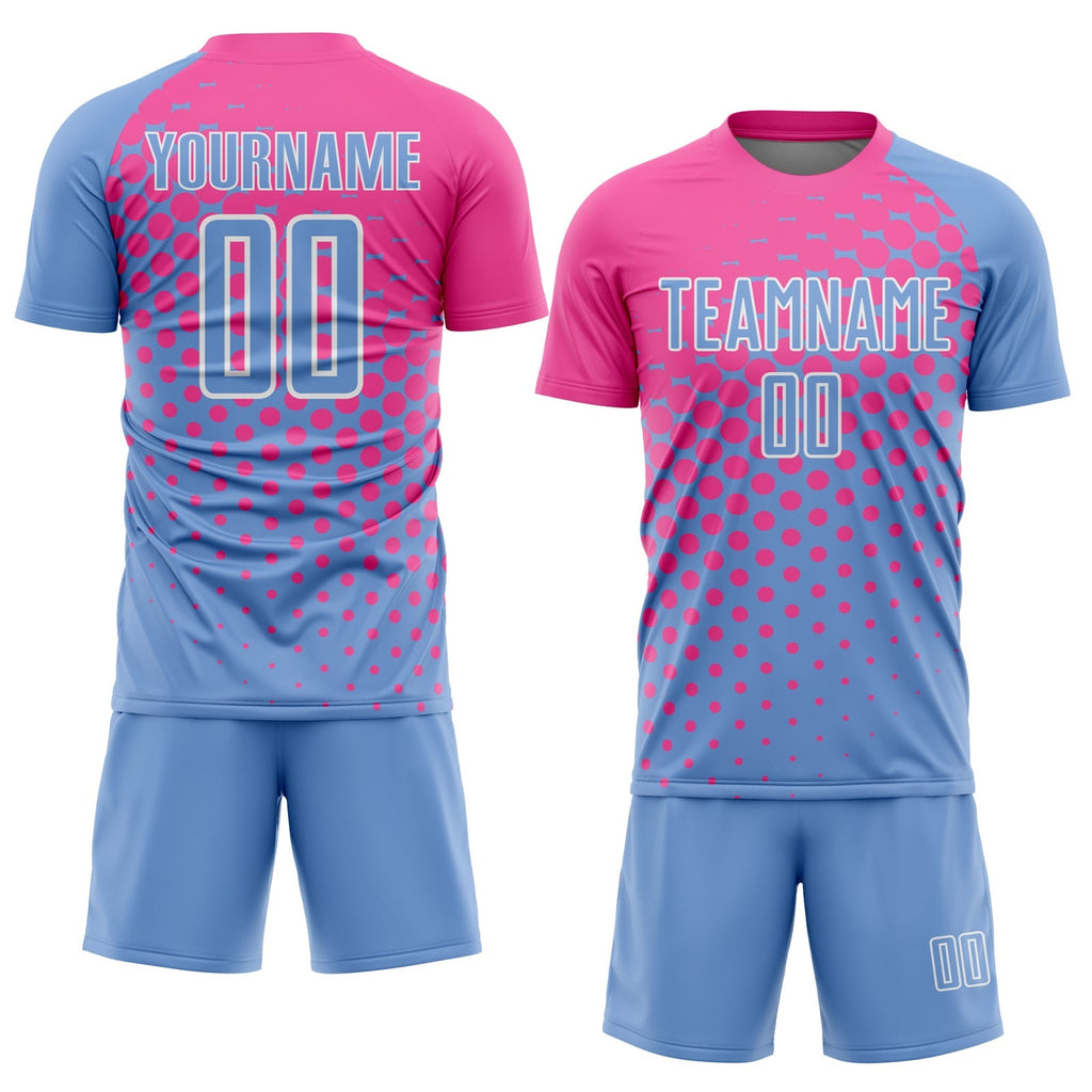 Custom Soccer Jersey - Light Blue Pink-White Sublimation Uniform - Style Soccer0881