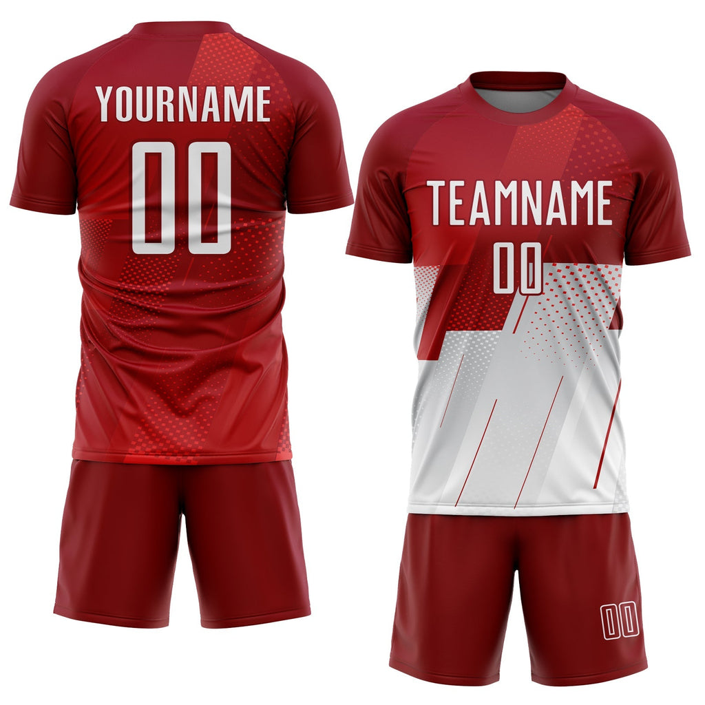 Custom Soccer Jersey - Red White Sublimation Uniform - Style Soccer0882