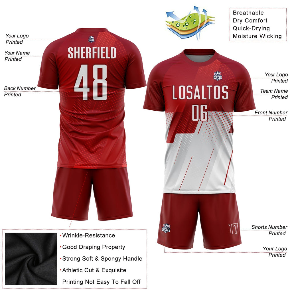 Custom Soccer Jersey - Red White Sublimation Uniform - Style Soccer0882