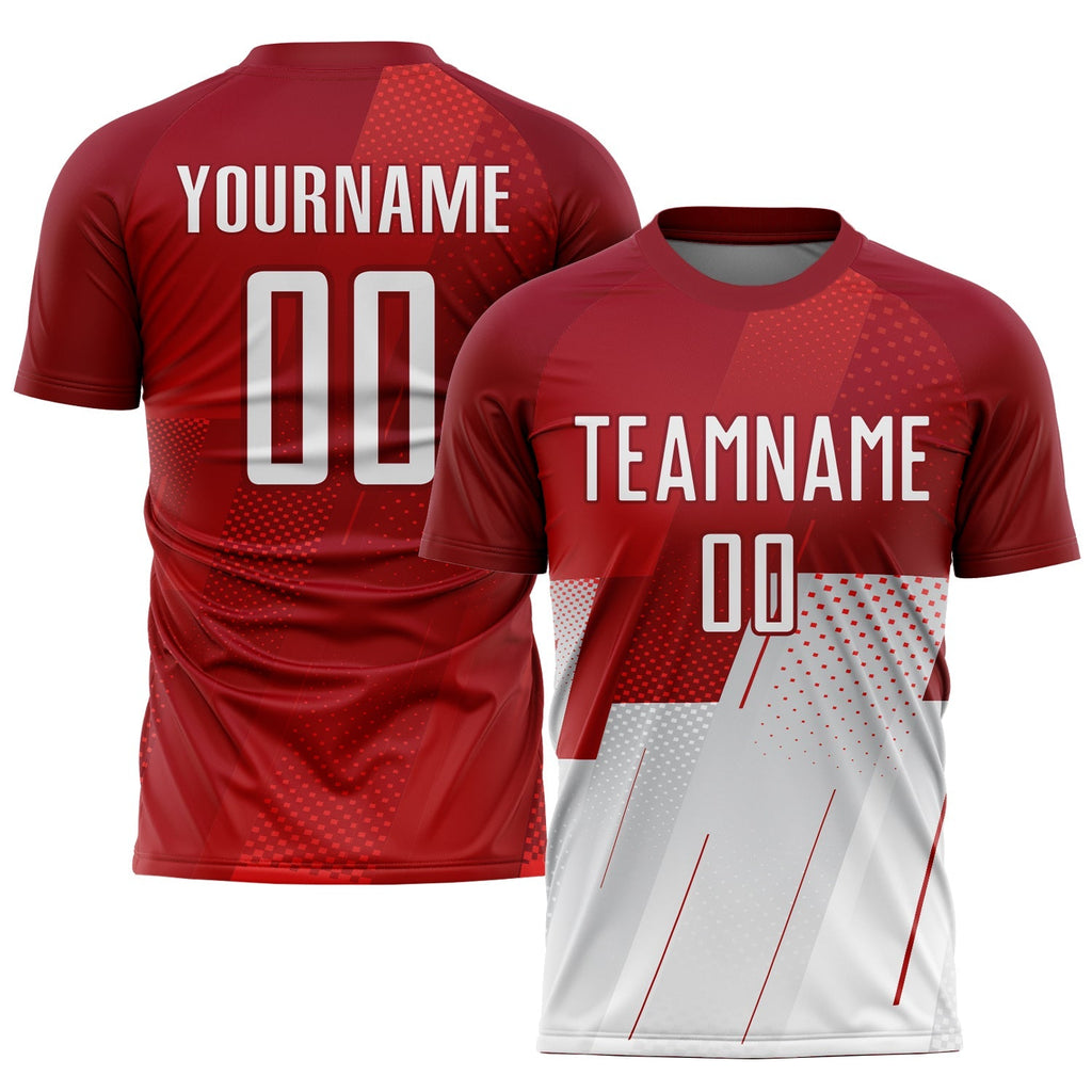 Custom Soccer Jersey - Red White Sublimation Uniform - Style Soccer0882