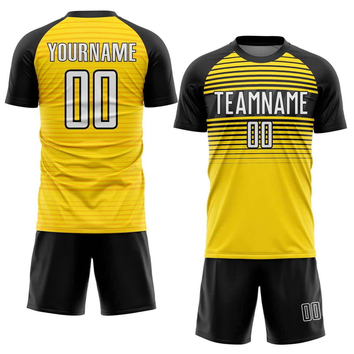 Custom Soccer Jersey - Yellow White-Black Sublimation Uniform