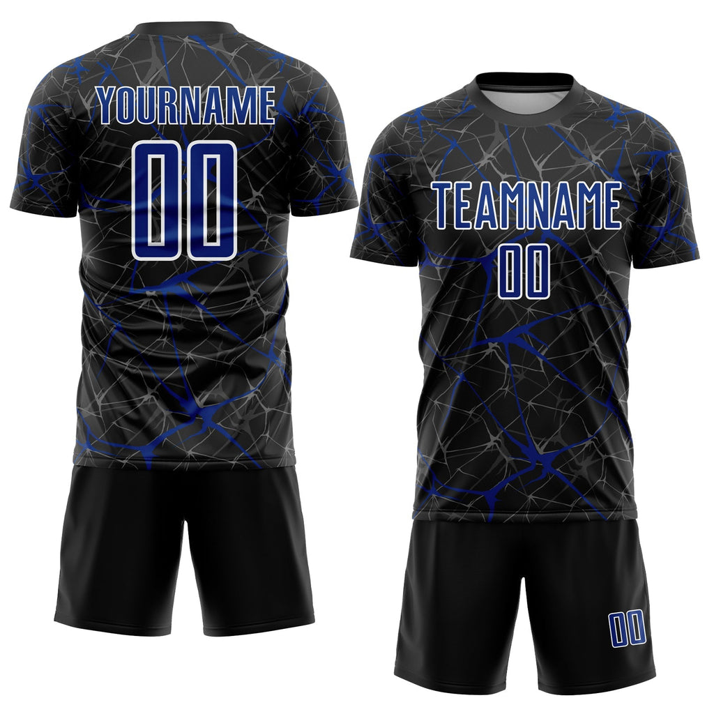 Custom Soccer Jersey - Black Royal-White Sublimation Uniform