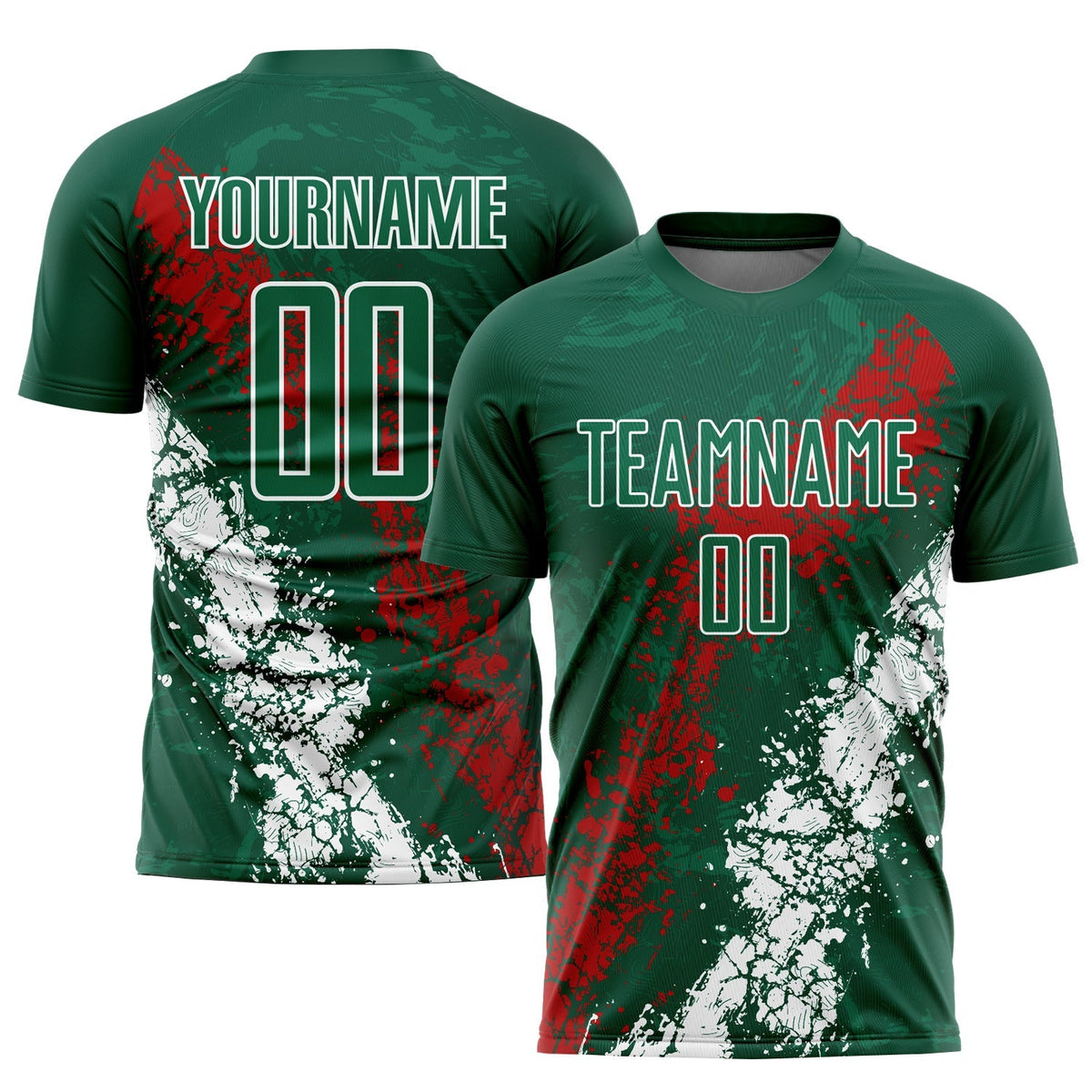 Custom Soccer Jersey - Green Red-White Sublimation Mexico Uniform