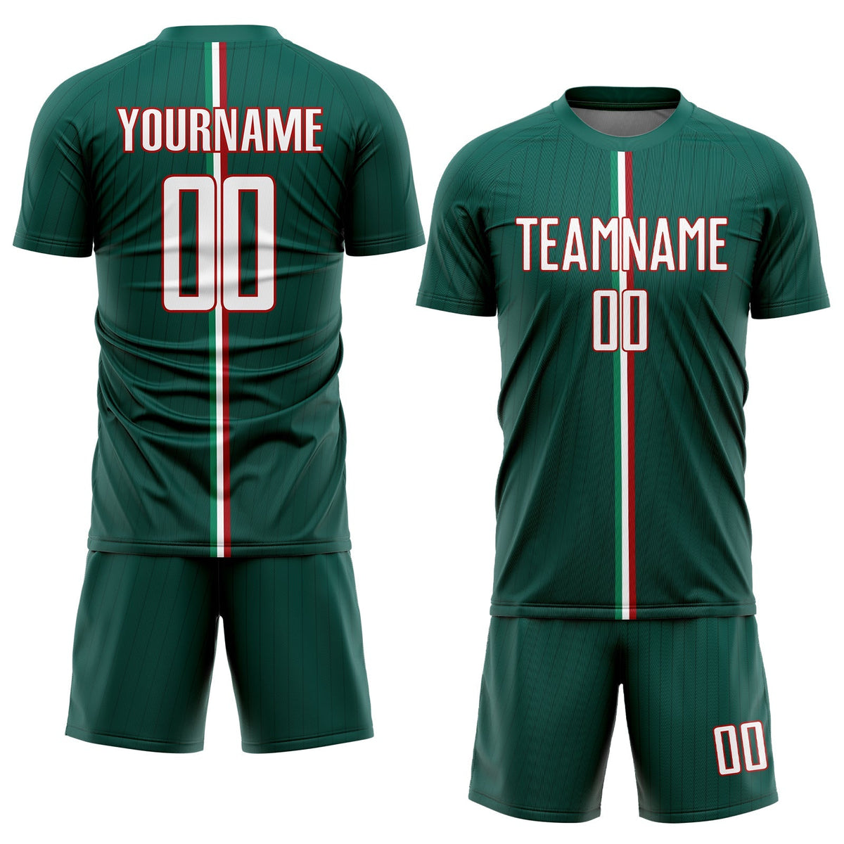Custom Soccer Jersey - Green White-Red Sublimation Mexico Uniform