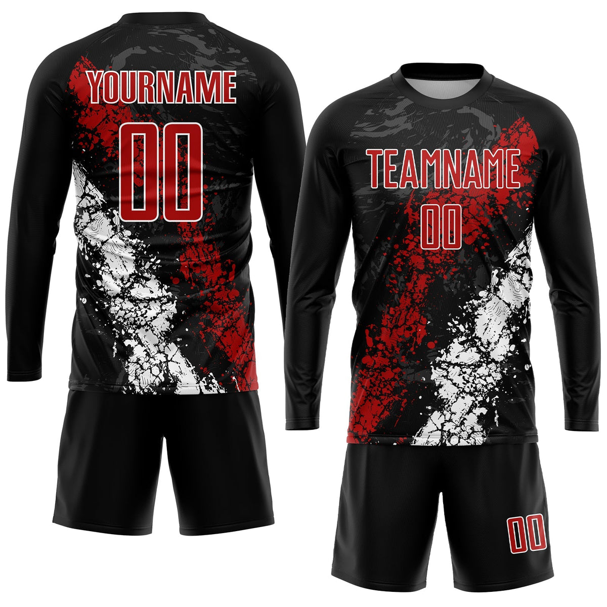 Custom Soccer Jersey - Black Red-White Sublimation Uniform