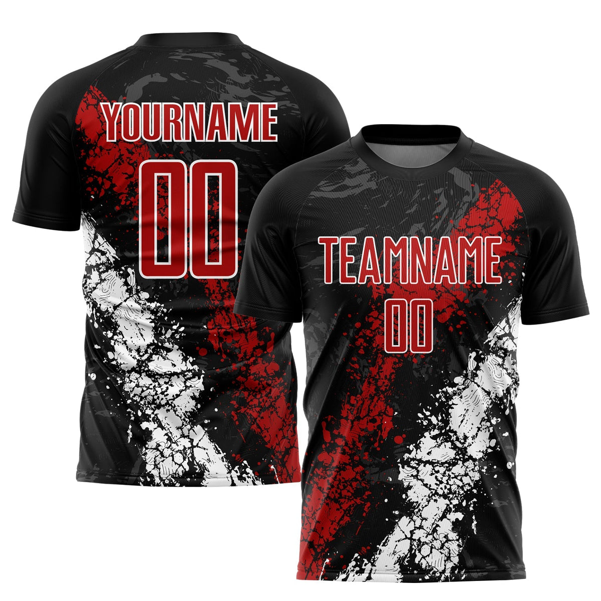 Custom Soccer Jersey - Black Red-White Sublimation Uniform
