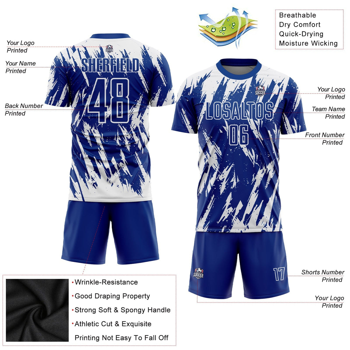 Custom Soccer Jersey - Royal White Sublimation Uniform - Style Soccer0957