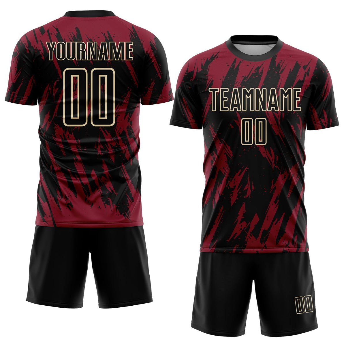 Custom Soccer Jersey - Crimson Black-City Cream Sublimation Uniform