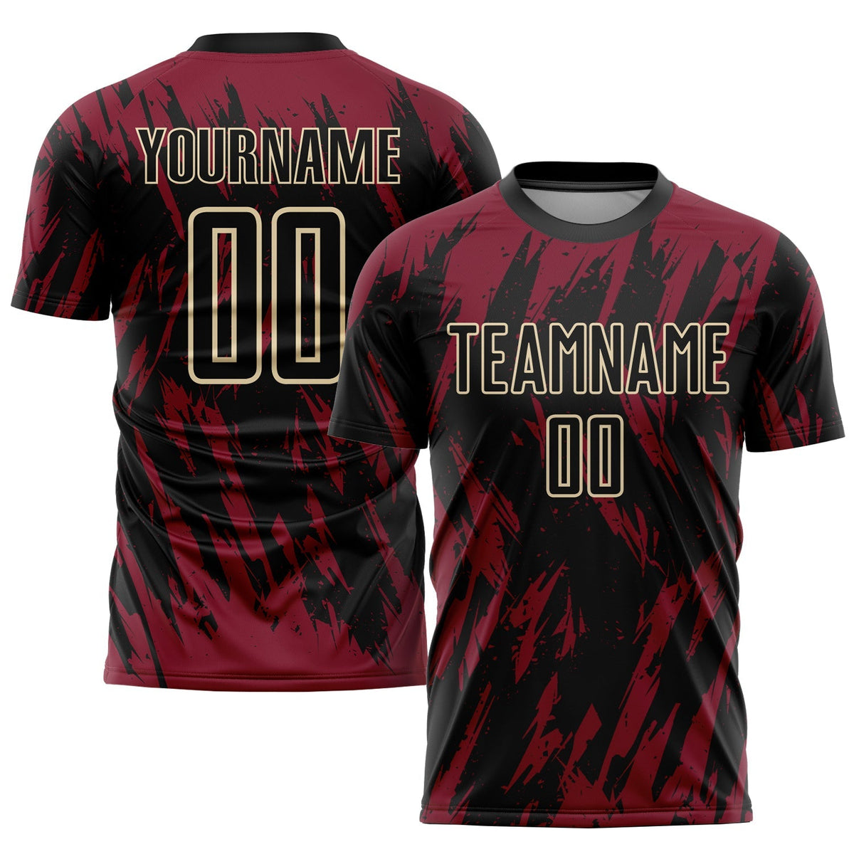 Custom Soccer Jersey - Crimson Black-City Cream Sublimation Uniform