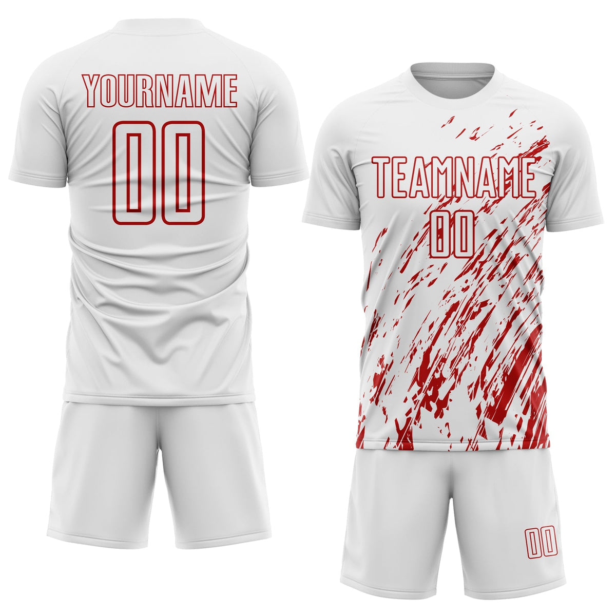 Custom Soccer Jersey - White Red Sublimation Uniform - Style Soccer0973