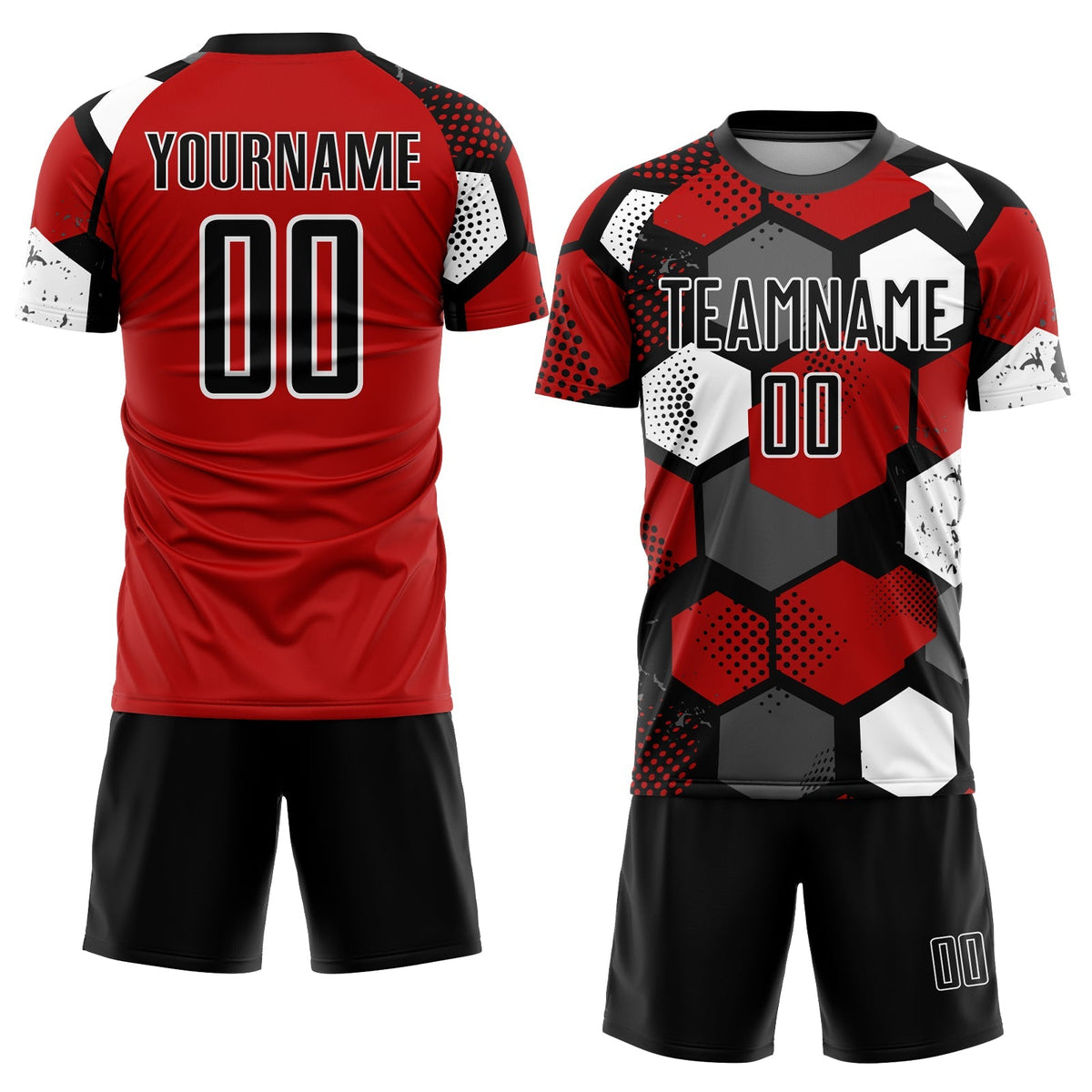 Custom Soccer Jersey - Red Black-White Sublimation Uniform - Style Soccer0974