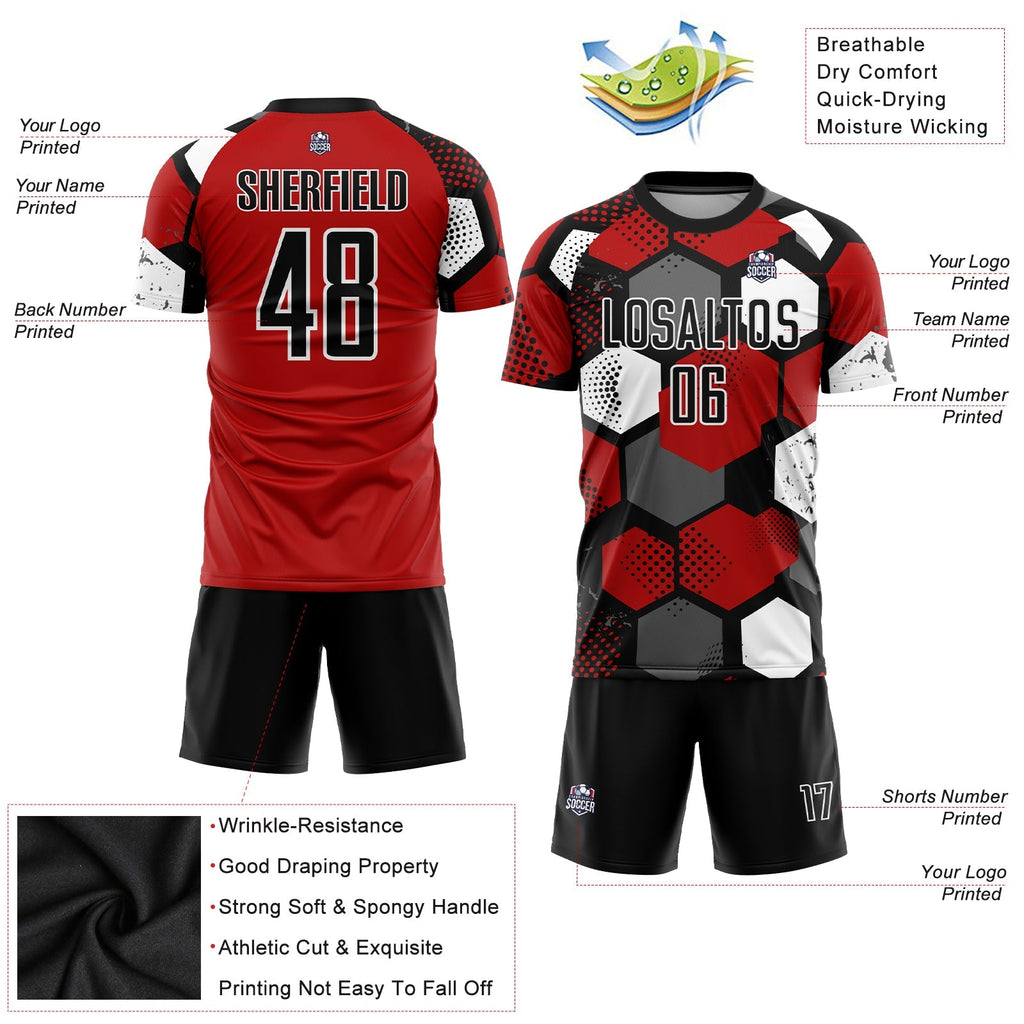 Custom Soccer Jersey - Red Black-White Sublimation Uniform - Style Soccer0974